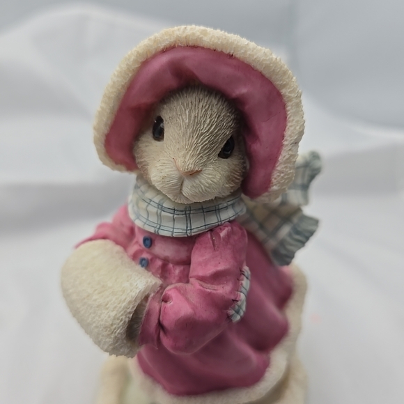 Enesco My Blushing Bunnies Ice Skating Holiday vntg Resin figurine Pink - Picture 6 of 11
